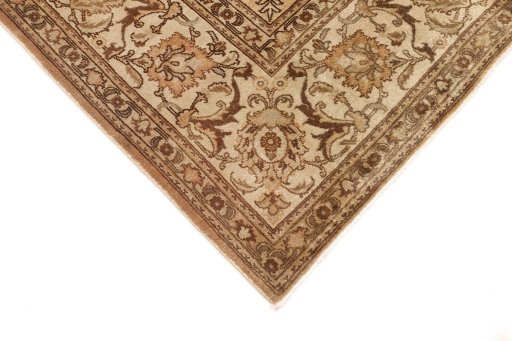 Backside of handmade 1950s Tabriz rug showing knot structure and weave density