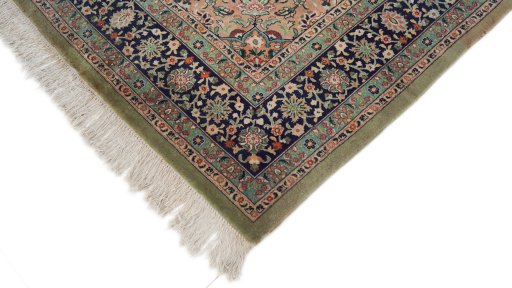 Surface texture of 1980s Tabriz rug with natural Wool and intricate pattern