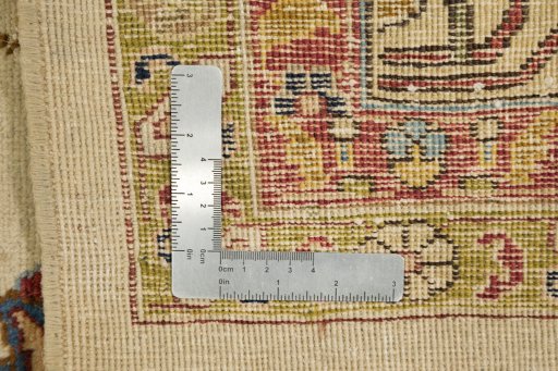 Close-up detail of 1920s Tabriz rug from Iran / Persia showing Wool weave