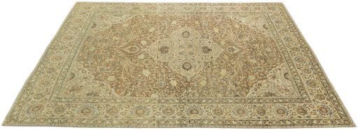 Surface texture of 1900s Tabriz rug with natural Wool and intricate pattern