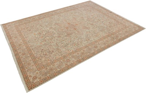 Close-up detail of New Tabriz rug from Iran / Persia showing Wool weave