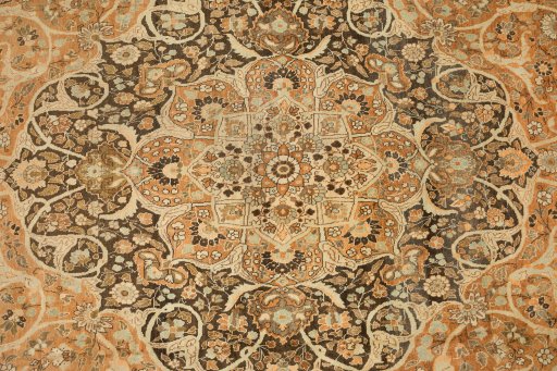 Central medallion detail of 1900s Tabriz rug from Iran / Persia