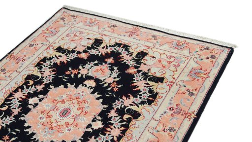 Surface texture of 1980s Tabriz rug with natural Wool and intricate pattern
