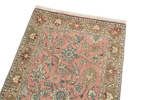 Surface texture of 1950s Tabriz rug with natural Wool and intricate pattern