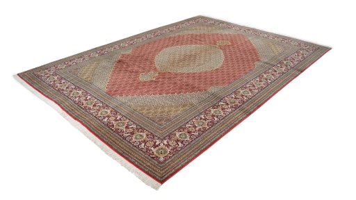 Close-up detail of New Tabriz rug from Iran / Persia showing Wool weave