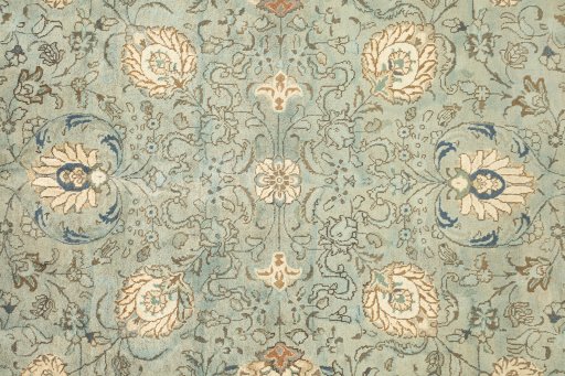 Close-up detail of 1940s Tabriz rug from Iran / Persia showing Wool weave
