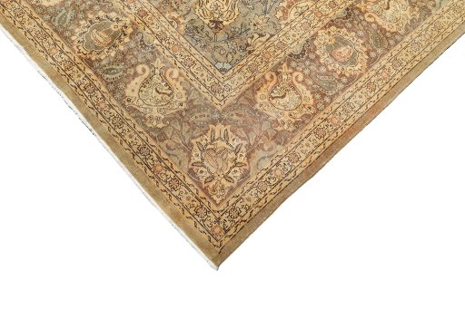 Surface texture of 1950s Tabriz rug with natural Wool and intricate pattern