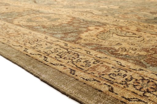 Close-up detail of 1950s Tabriz rug from Iran / Persia showing Wool weave