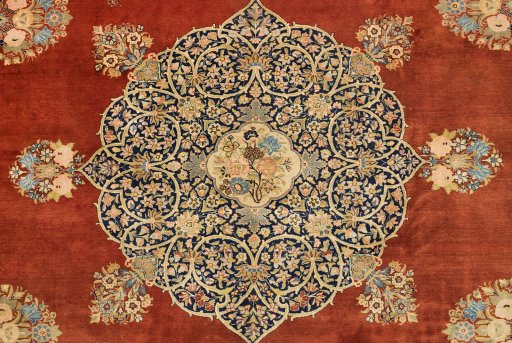 Backside of handmade 1930s Tabriz rug showing knot structure and weave density