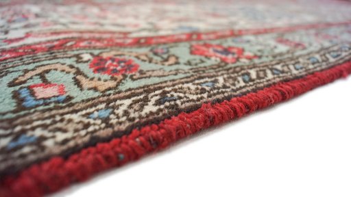 Close-up detail of 1950s Tabriz rug from Iran / Persia showing Wool weave