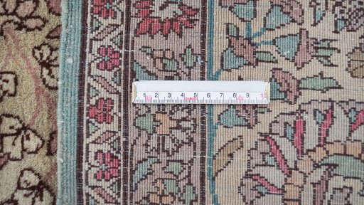 Full view of 1940s Tabriz rug from Iran / Persia, 340 × 255 cm in Green tones
