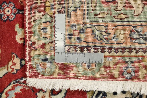 Full view of 1940s Tabriz rug from Iran / Persia, 368 × 282 cm in Red tones