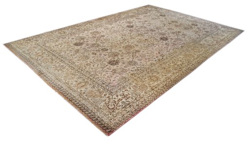 Close-up detail of 1920s Tabriz rug from Iran / Persia showing Wool weave