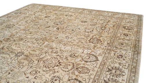 Surface texture of 1960s Tabriz rug with natural Wool and intricate pattern