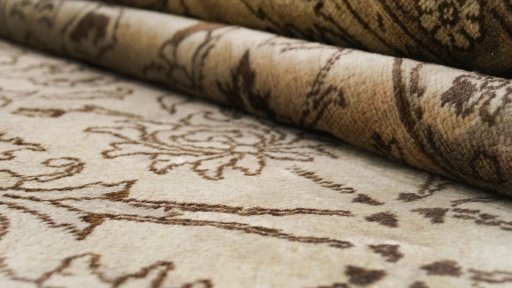 Full view of 1960s Tabriz rug from Iran / Persia, 538 × 358 cm in Cream tones