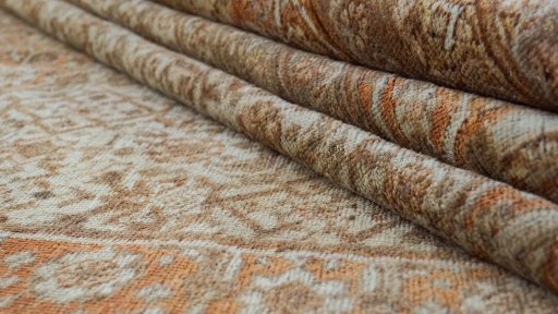 Close-up detail of 1900s Tabriz rug from Iran / Persia showing Wool weave