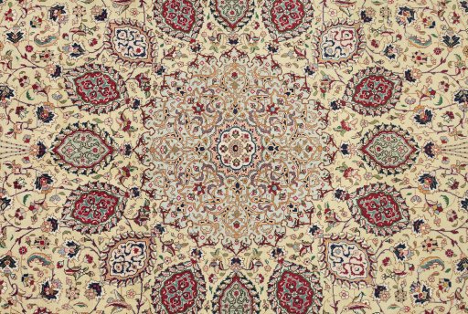 Central medallion detail of 1960s Tabriz rug from Iran / Persia
