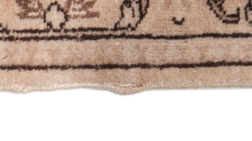 Close-up detail of 1920s Tabriz rug from Iran / Persia showing Wool weave