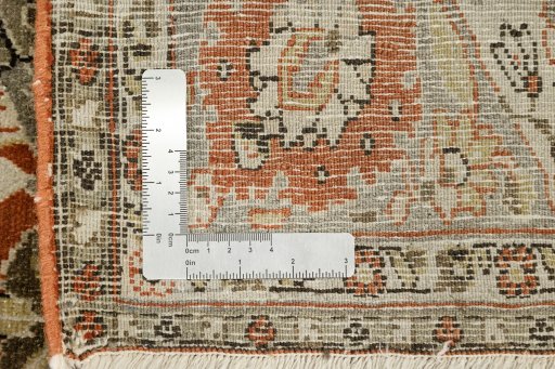 Close-up detail of 1940s Tabriz rug from Iran / Persia showing Wool weave