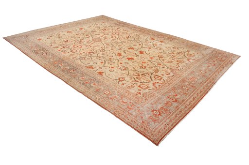 Close-up detail of 1880s Tabriz rug from Iran / Persia showing Wool weave