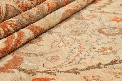 Close-up detail of 1880s Tabriz rug from Iran / Persia showing Wool weave