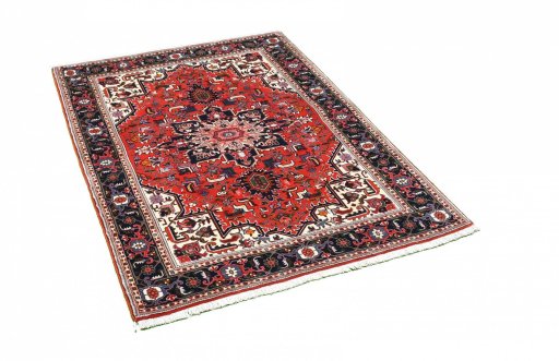 Corner detail of New Tabriz rug showing border pattern and Cork pile
