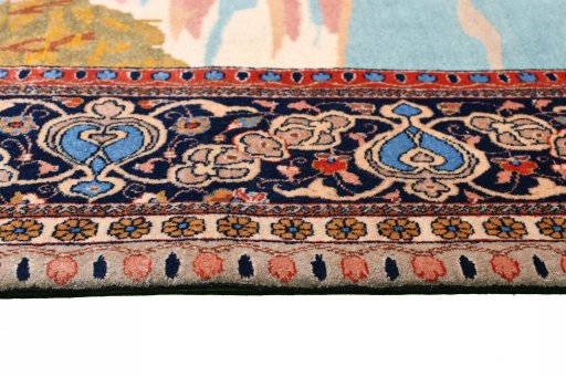Backside of handmade 1930s Tabriz rug showing knot structure and weave density