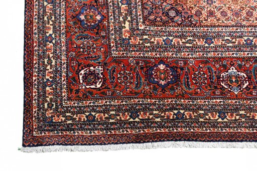 Close-up detail of 1970s Tabriz rug from Iran / Persia showing Wool weave