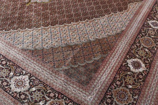 Full view of 2000s Tabriz rug from Iran / Persia, 487 × 350 cm in Gray tones