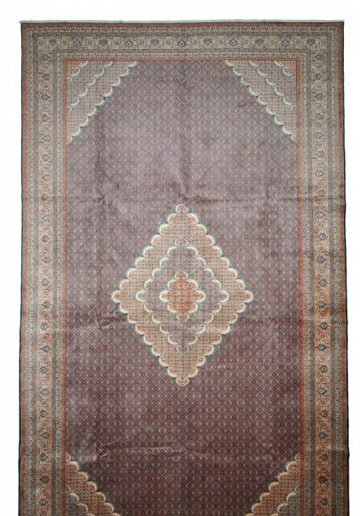 Full view of 2000s Tabriz rug from Iran / Persia, 550 × 326 cm in Blue tones