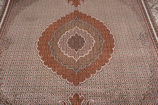 Close-up detail of New Tabriz rug from Iran / Persia showing Cork weave