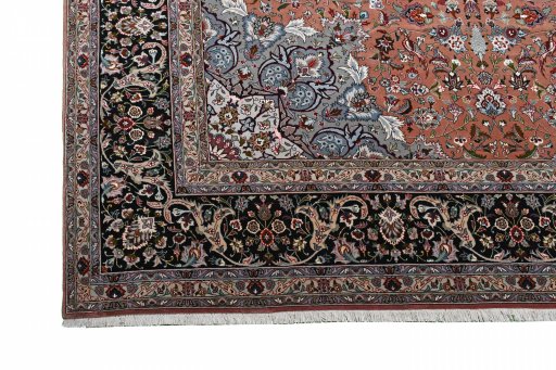 Full view of New Tabriz rug from Iran / Persia, 350 × 250 cm in Red tones