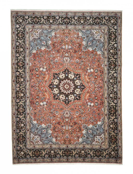 Full view of New Tabriz rug from Iran / Persia, 350 × 250 cm in Red tones