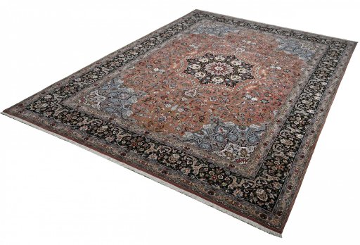 Close-up detail of New Tabriz rug from Iran / Persia showing Cork weave