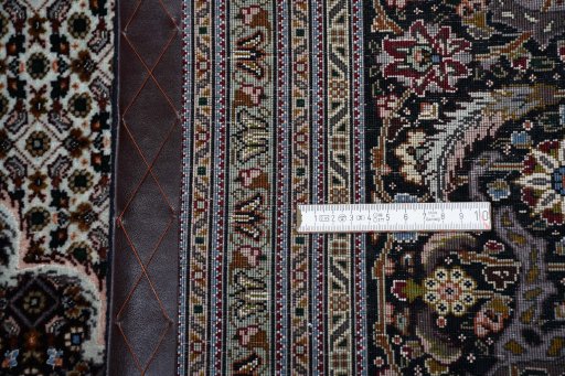 Full view of New Tabriz rug from Iran / Persia, 395 × 303 cm in Gray tones