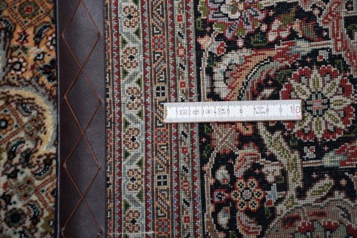 Full view of New Tabriz rug from Iran / Persia, 362 × 246 cm in Gray tones