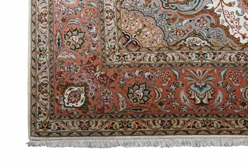 Surface texture of New Tabriz rug with natural Cork and intricate pattern
