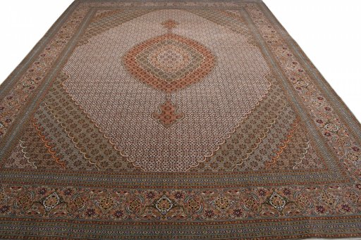 Surface texture of New Tabriz rug with natural Cork and intricate pattern