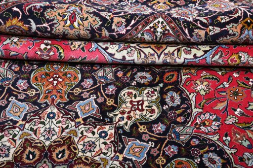 Close-up detail of 2000s Tabriz rug from Iran / Persia showing Cork weave