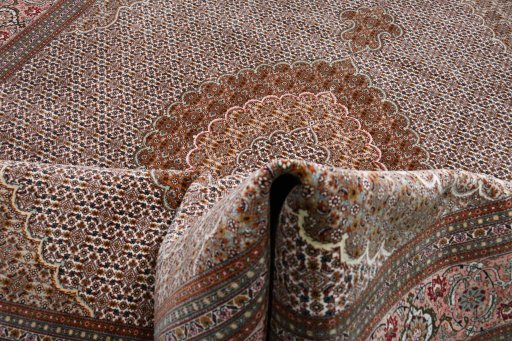 Surface texture of New Tabriz rug with natural Cork and intricate pattern