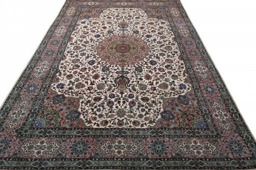Surface texture of New Tabriz rug with natural Cork and intricate pattern