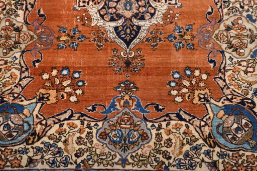 Surface texture of 1930s Tabriz rug with natural Wool and intricate pattern