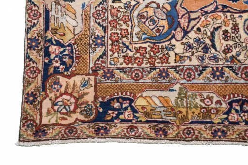 Full view of 1930s Tabriz rug from Iran / Persia, 190 × 138 cm in Yellow tones