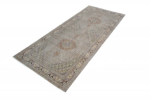 Corner detail of Unknown Tabriz rug showing border pattern and Wool pile