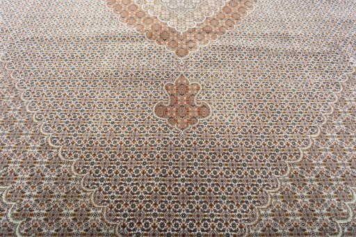 Close-up detail of 2000s Tabriz rug from Iran / Persia showing Cork weave