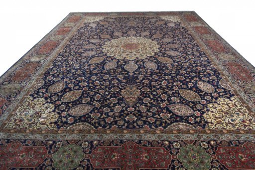Surface texture of 1970s Tabriz rug with natural Wool and intricate pattern