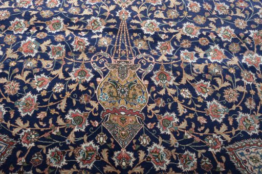 Close-up detail of 1970s Tabriz rug from Iran / Persia showing Wool weave