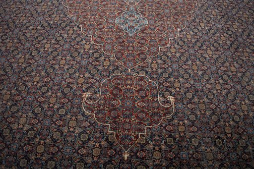 Close-up detail of 1930s Tabriz rug from Iran / Persia showing Wool weave