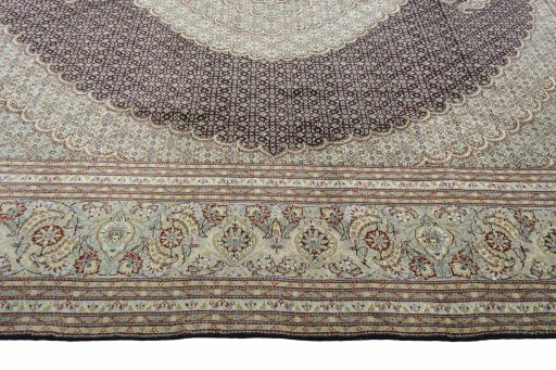 Corner detail of New Tabriz rug showing border pattern and Cork pile