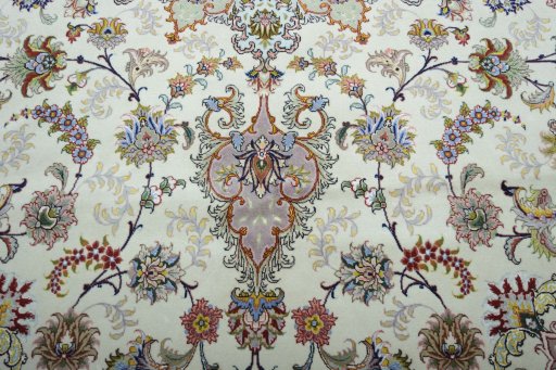 Close-up detail of New Tabriz rug from Iran / Persia showing Cork weave
